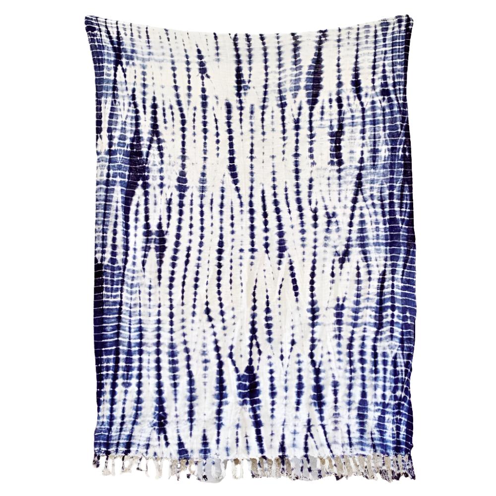 Indigo Shibori Throw - Vines