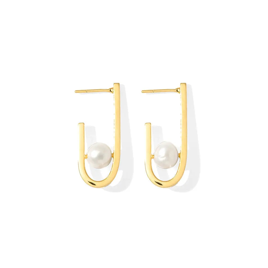 J Hoop Freshwater Pearl Earrings-0