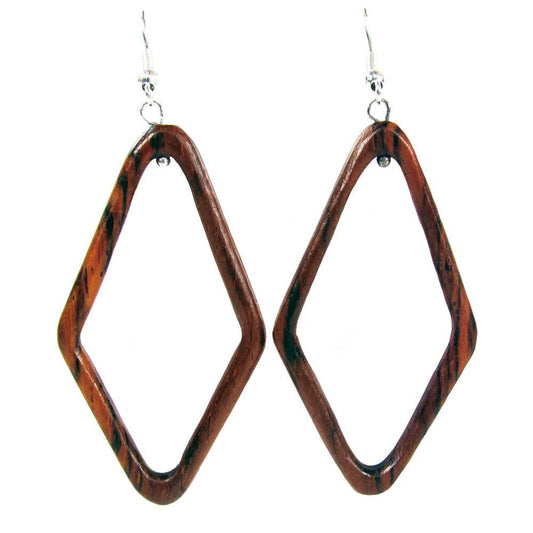 Wood Diamond Hoop Earrings - Sumiye Co