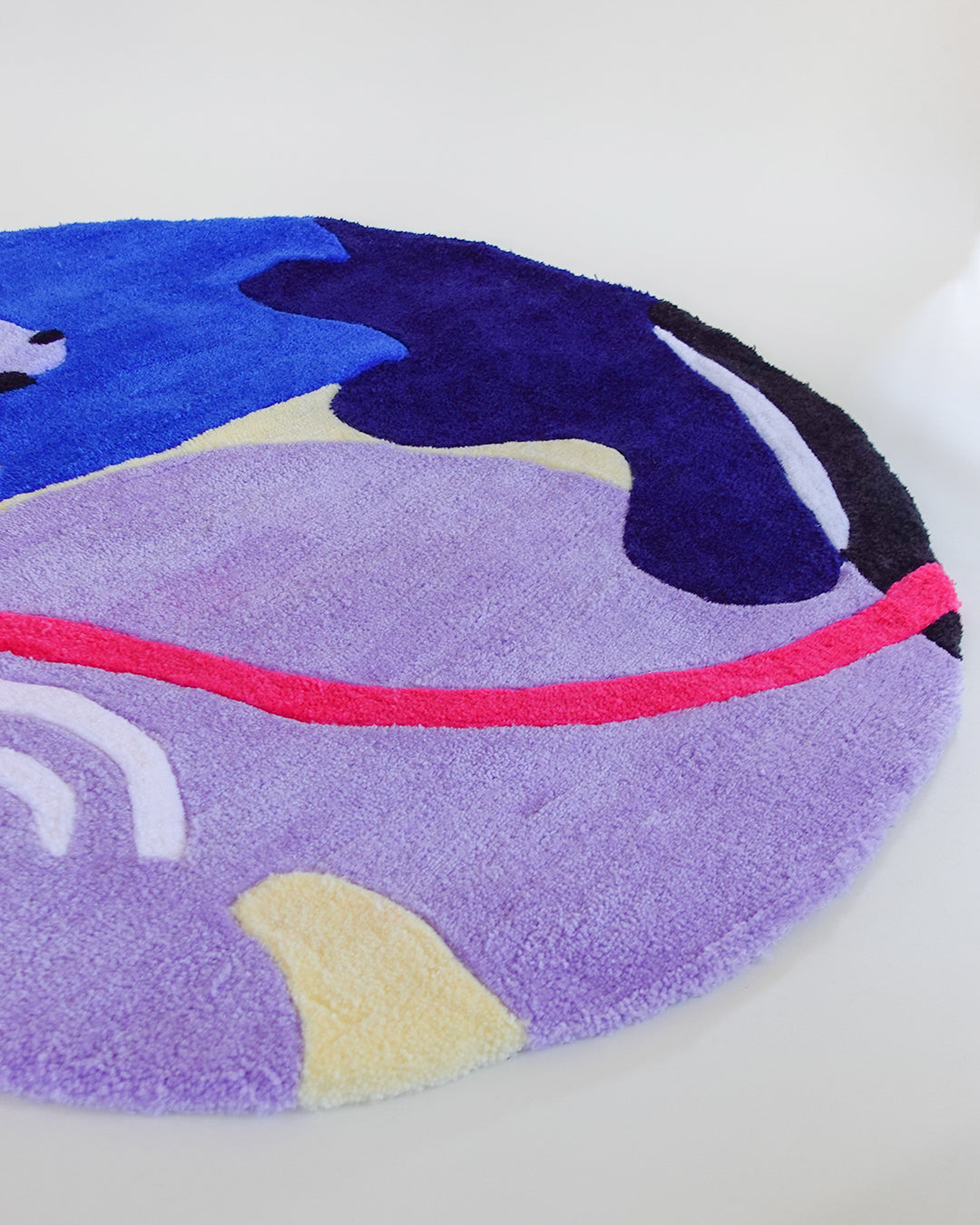 Retro-Futuristic Round Hand Tufted Wool Rug by JUBI - Sumiye Co