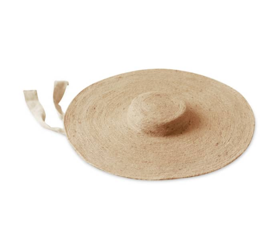 Wide Brim Jute Straw Hat In Natural Beige - Sumiye Co