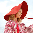 LOLA Wide Brim Jute Straw Hat In Red - Sumiye Co