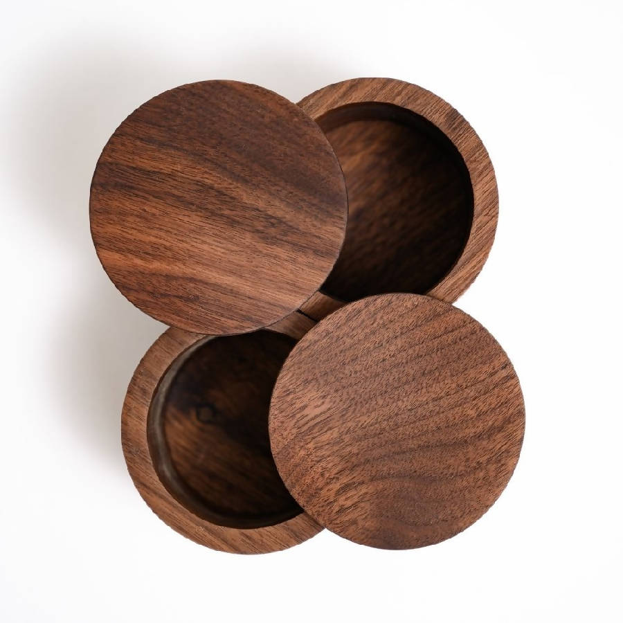 Chechen Wood Design Kambur Spice Jar - Walnut Wood | Mexico - Sumiye Co