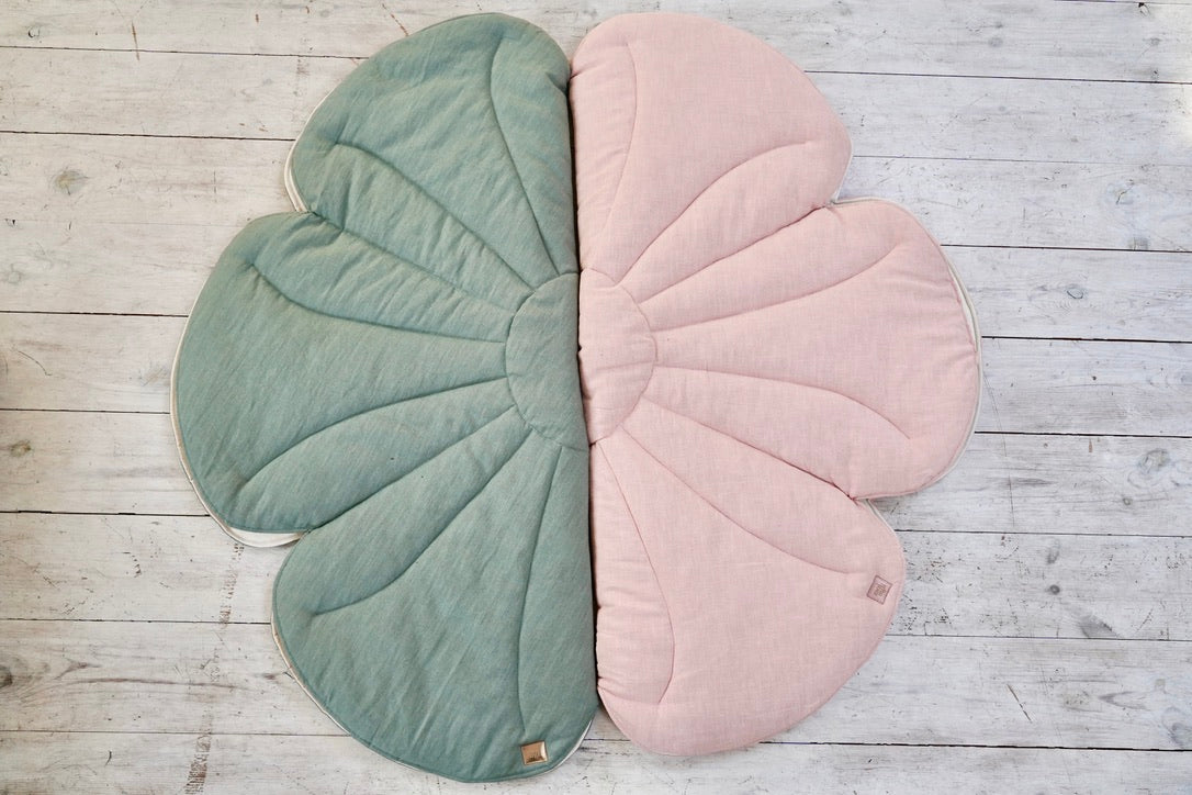 Linen "Light Pink Lily" Flower Mat by Moi Mili - Sumiye Co