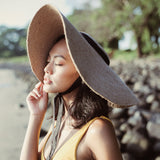 Wide Brim Jute Straw Hat with Black Strap - Sumiye Co