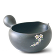 Black Flowers Matcha Bowl with Spout - Sumiye Co