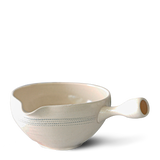 White Striped Matcha Bowl with Spout