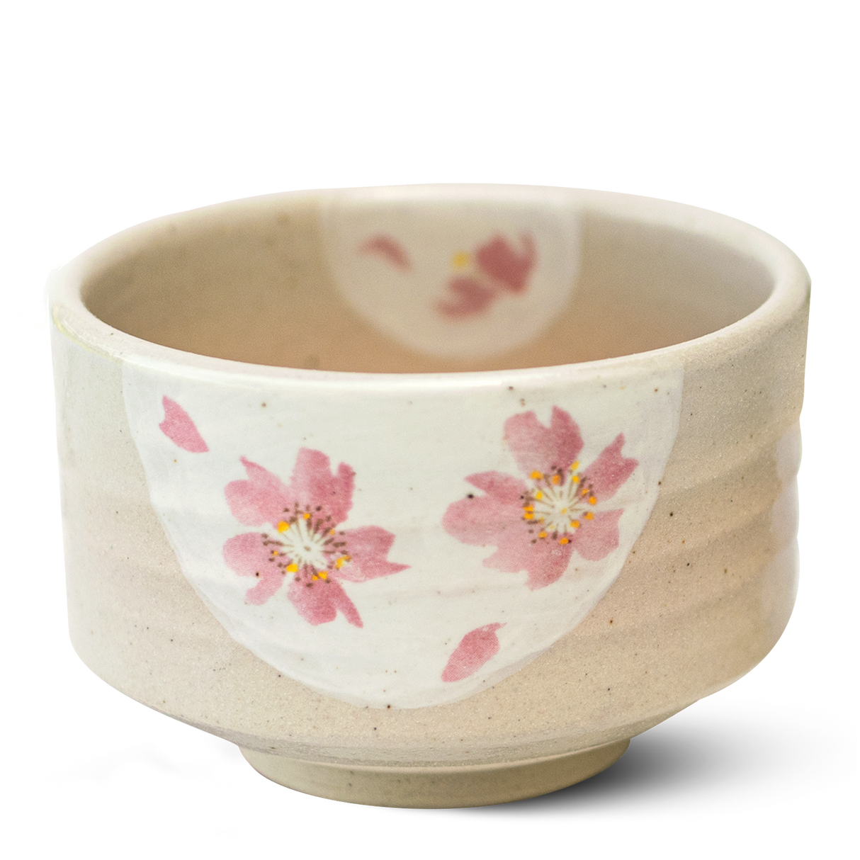 Beige with Pink Flowers Bowl | Tea Ceremony - Sumiye Co