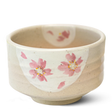 Beige with Pink Flowers Bowl | Tea Ceremony - Sumiye Co