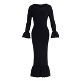 MARJORIE Bamboo Ruffle Dress, Black - Sumiye Co