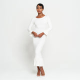 MARJORIE Bamboo Ruffle Dress, Off-White