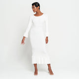 MARJORIE Bamboo Ruffle Dress, Off-White - Sumiye Co