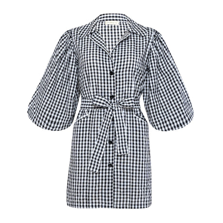 Black Mini Gingham Dress - Sumiye Co