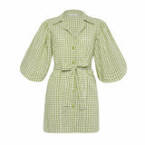 Meghan Mini Gingham Dress, in Lime Green