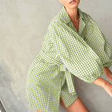 Meghan Mini Gingham Dress, in Lime Green