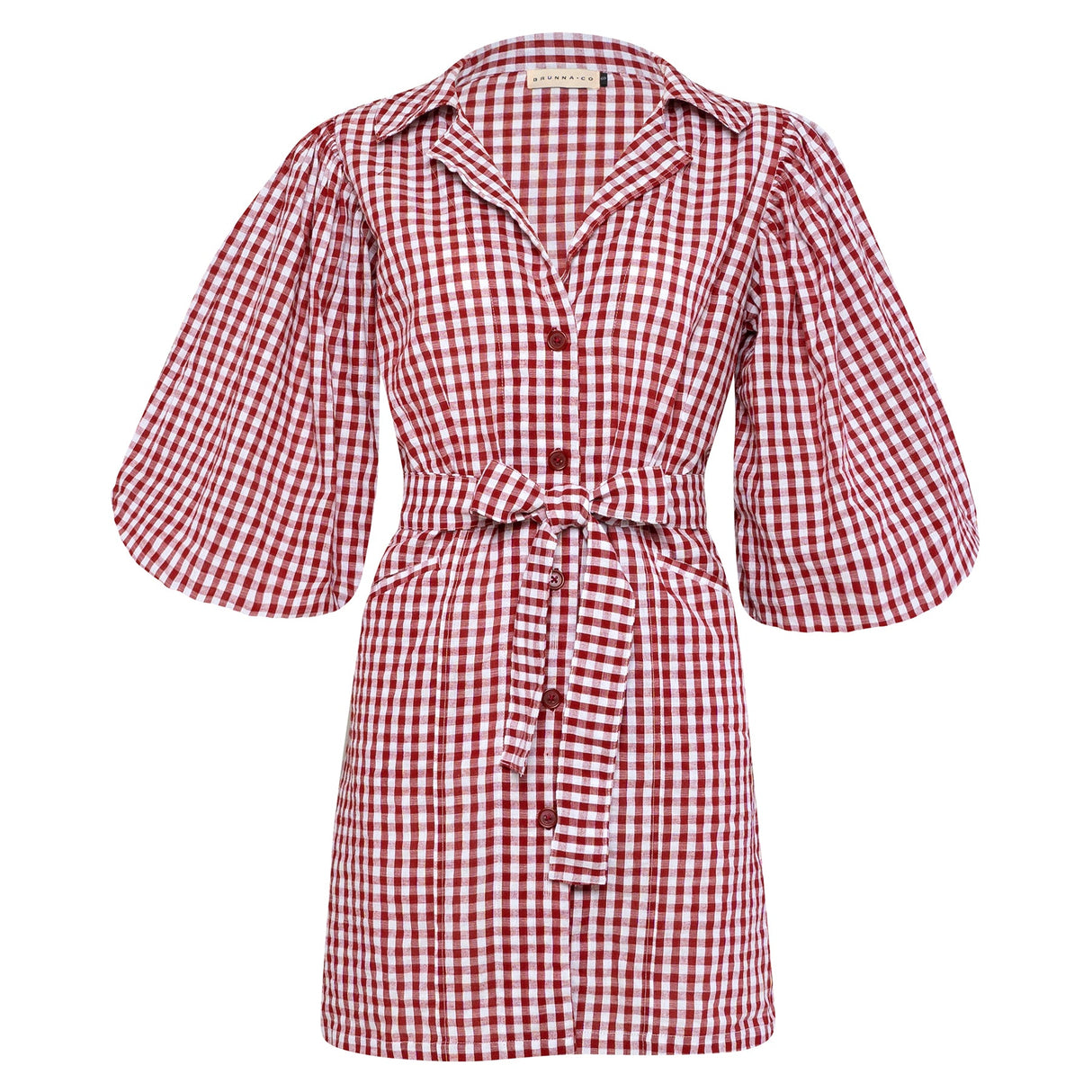 Red Mini Gingham Dress - Sumiye Co