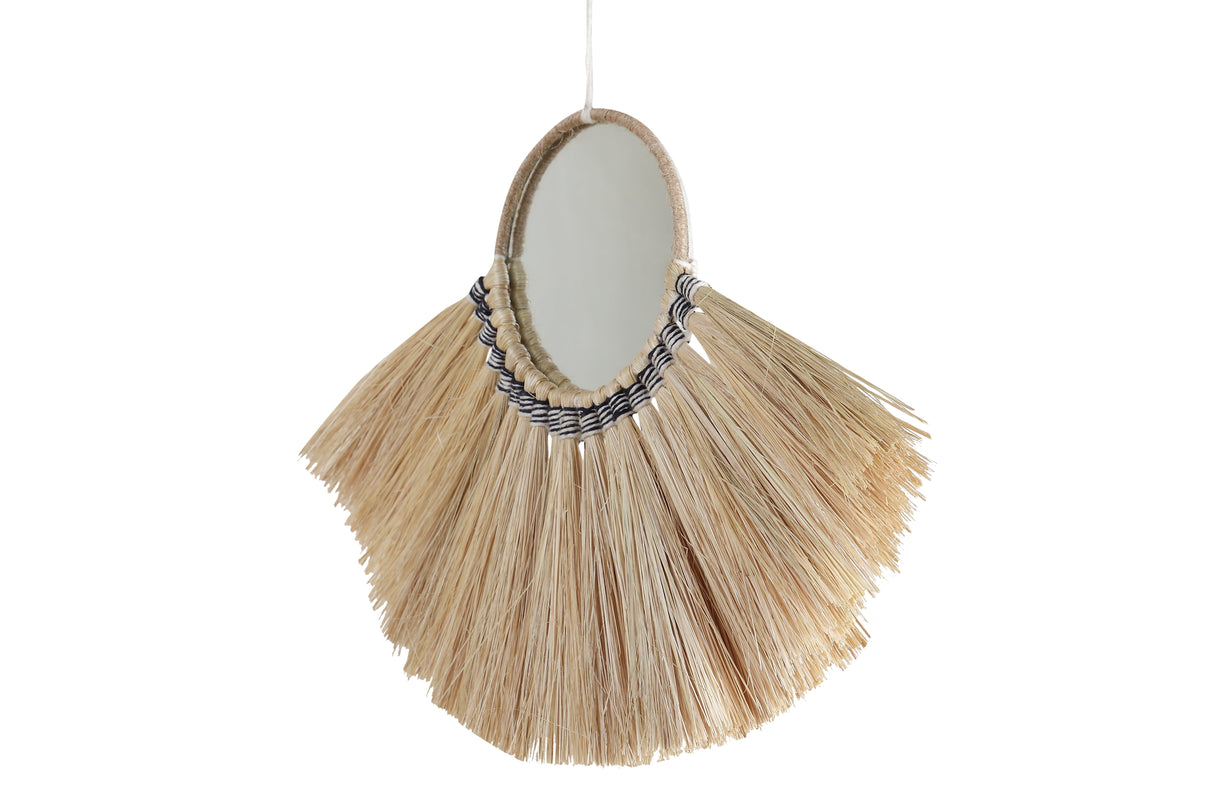 Wall Mirror - 13 in | Soleil Fringe Boho Decor - Sumiye Co