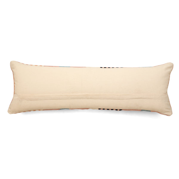 Lumbar Pillow | Handmade Circle Geo Multi Blue  - 12in x 34in - Sumiye Co