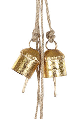 Wind Chimes (Set of 3) | Bells (Recycled Iron ) With Jute Strings - 20in - Sumiye Co