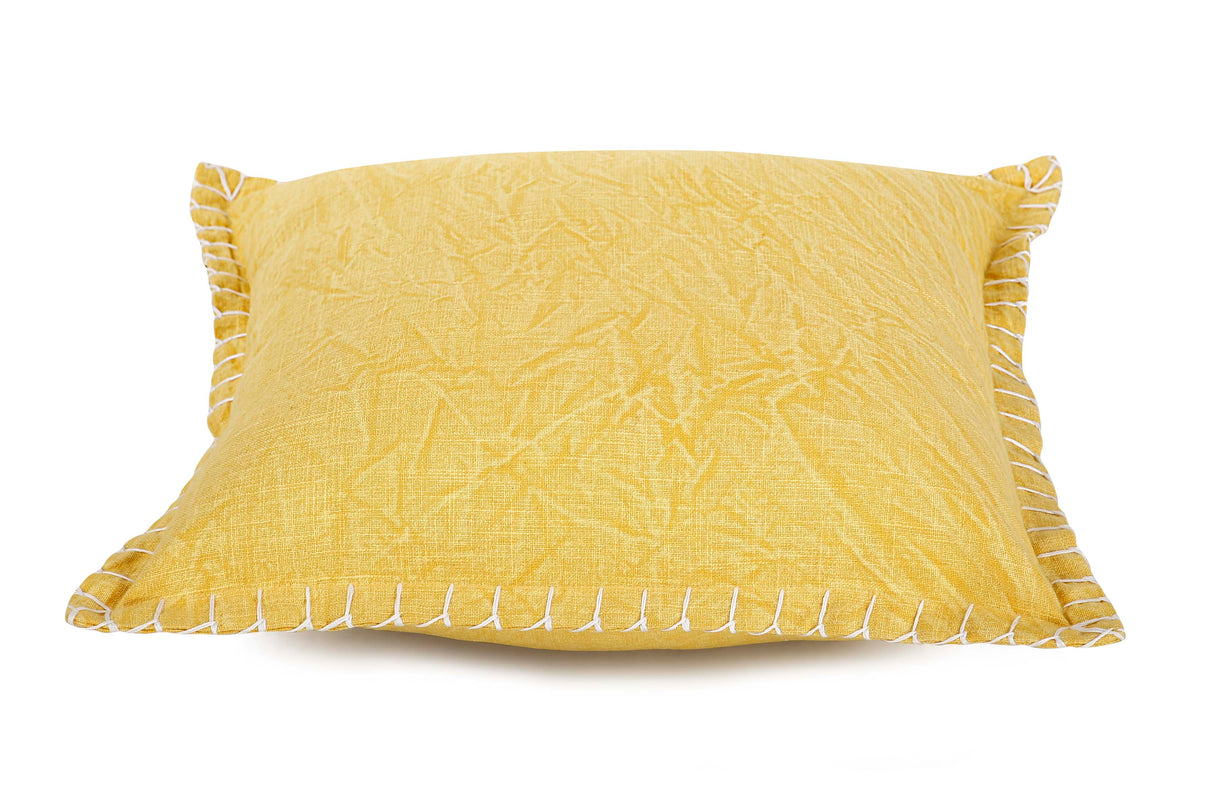 Stone Washed Throw Pillow, Yellow - 21x21 Inch by The Artisen - Sumiye Co