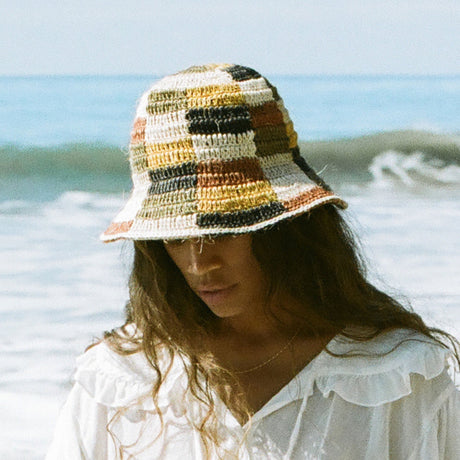 Fall Bucket Hat - Crocheted Multicolor Checkered