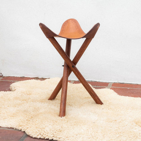 Handmade Leather Stool - Sumiye Co