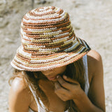 Woven Bucket Hat - Crocheted Multicolor Stripe