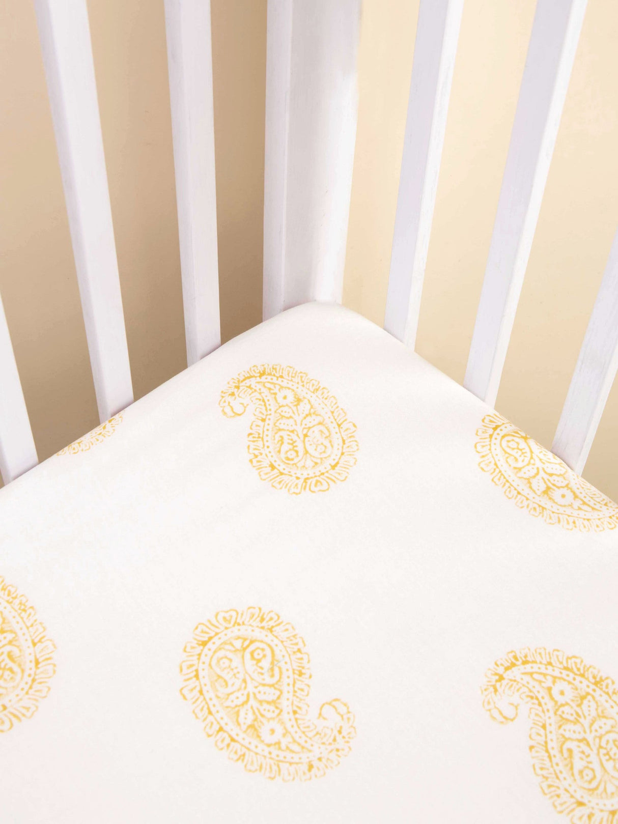 Mustard Paisley Fitted Crib Sheet-0