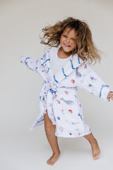 Kids Hooded Muslin Robe - Under The Sea-5