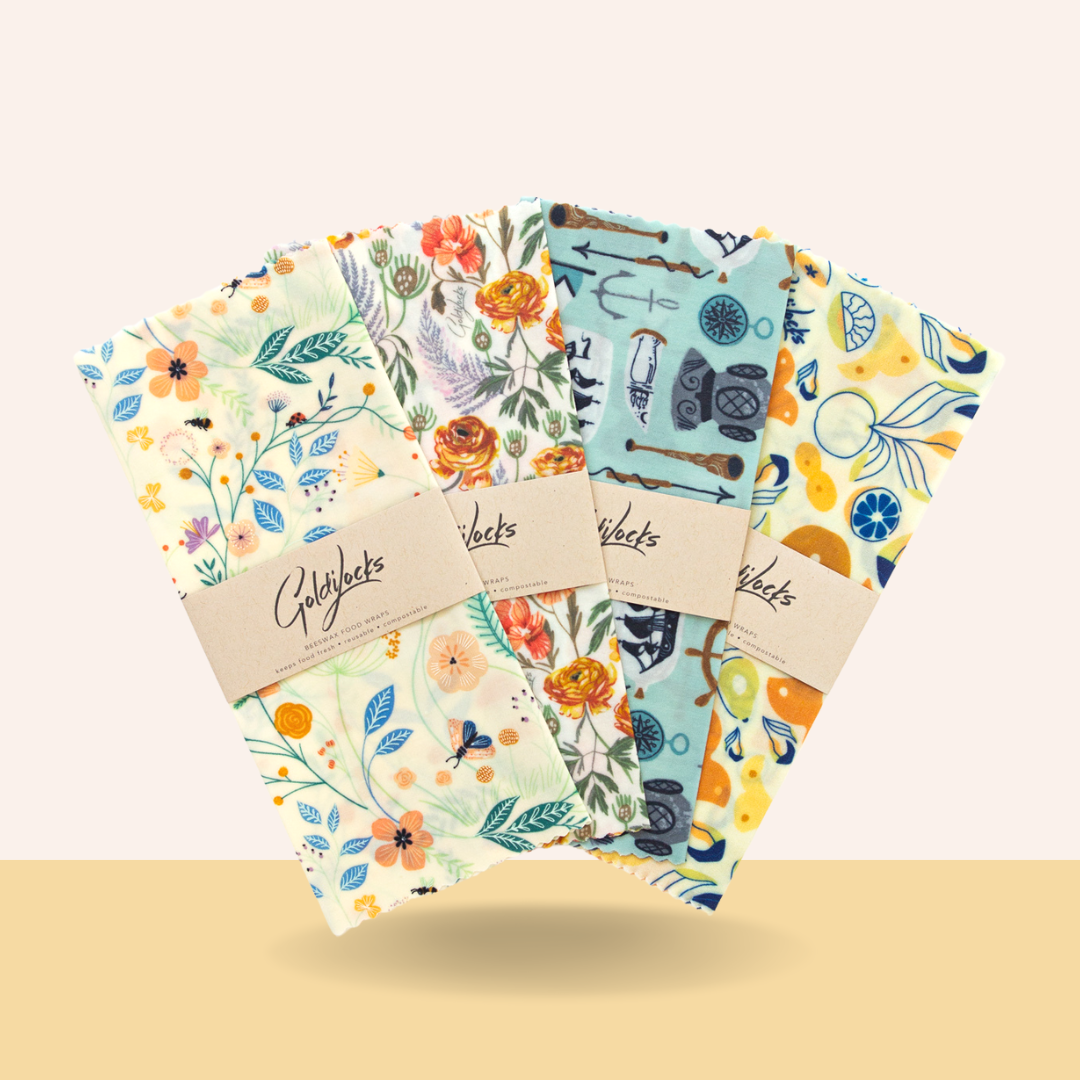 Beeswax Food Wraps: Medium (10" x 10") Set of 4 - Sumiye Co