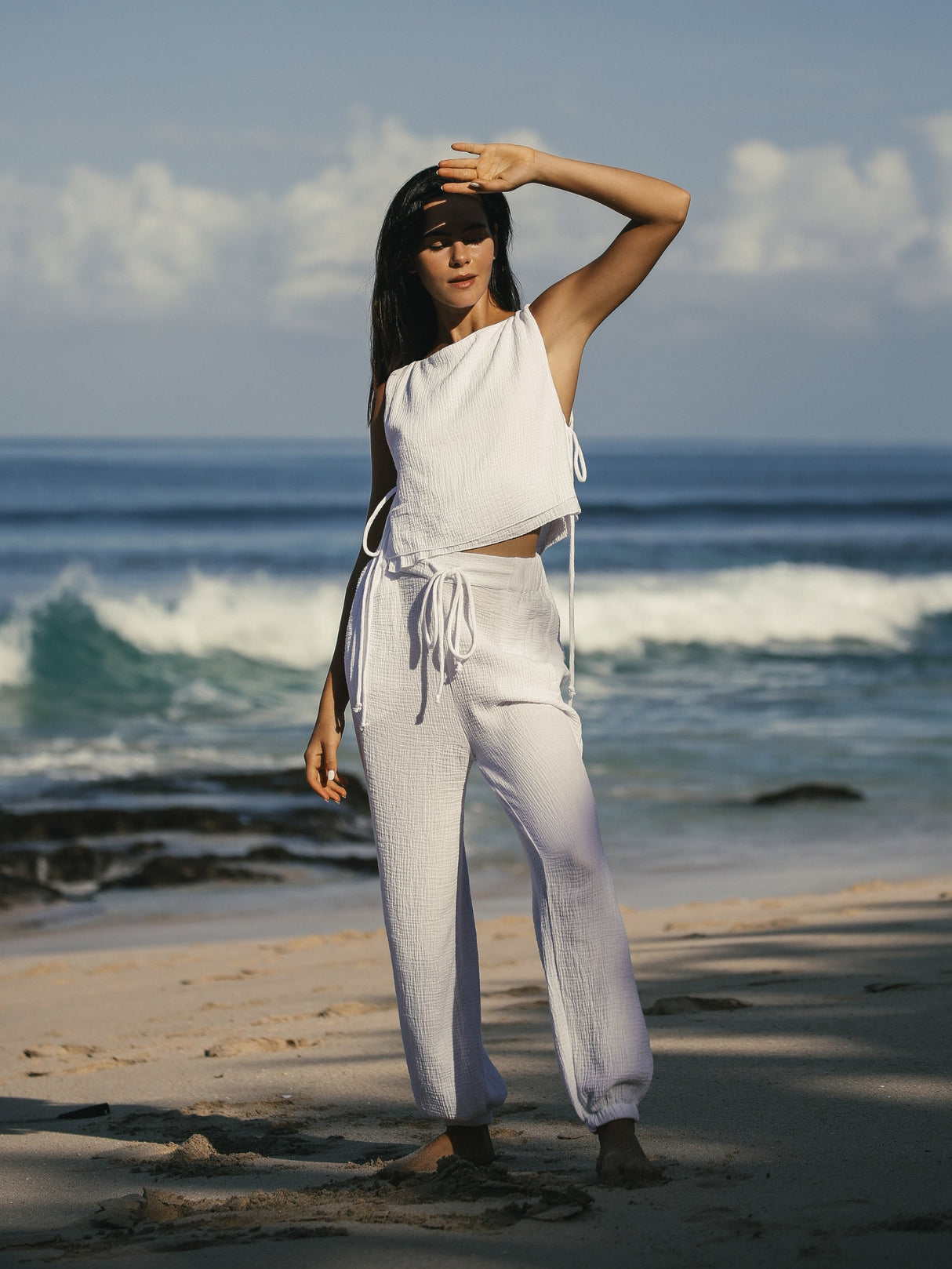 Blusa con lazos laterales Mia - Blanco