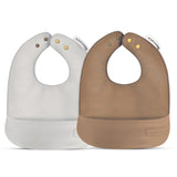 Classic - Set of Soft Vegan Leather Easy Clean Bibs 0-12 M