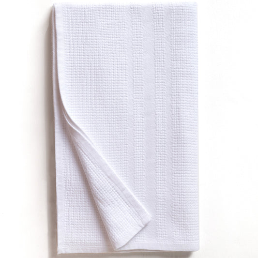 Organic Block Rib Bath Towel - White