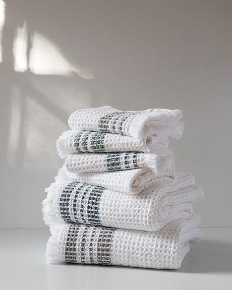 Organic Belgian Waffle Hand Towels - Ash (Set of 2)