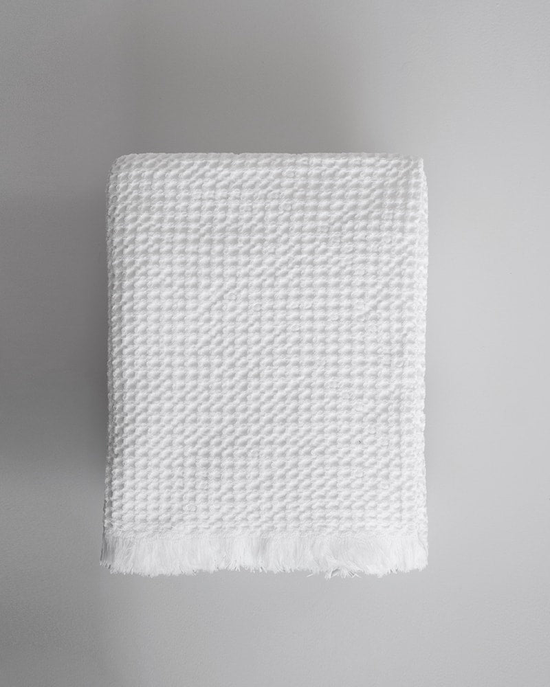 Organic Belgian Waffle Hand Towels - Set of 2 - White - Sumiye Co