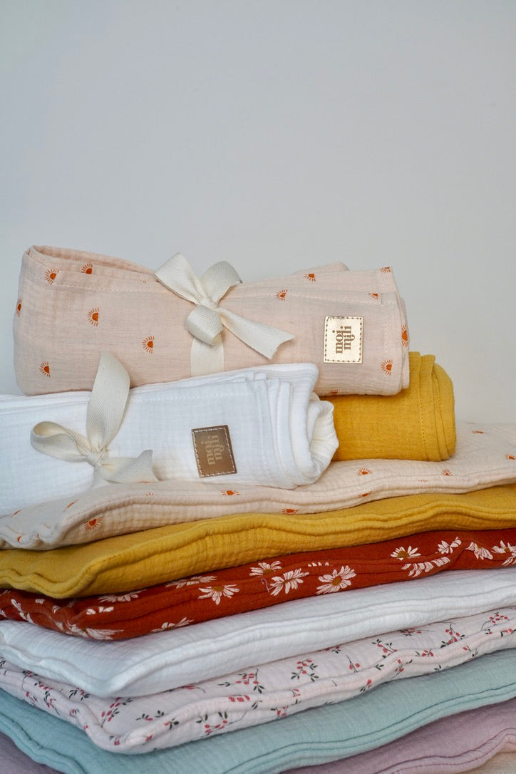 Muslin Baby Swaddle Blanket "Cream" by Moi Mili - Sumiye Co