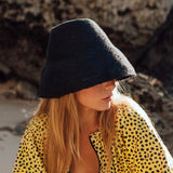 Jute Crochet Straw Hat in Black - Sumiye Co