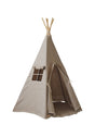 Teepee Tent “Natural Linen” + "White and Grey" Leaf Mat Set - Sumiye Co