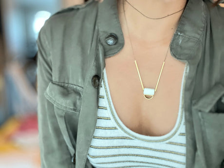 Necklace | Small White Agate + Brass David Aubrey Jewelry