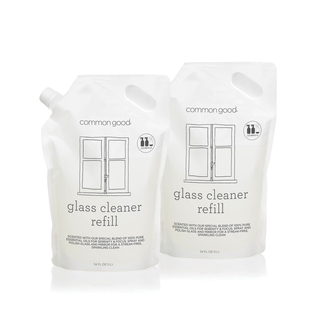 Glass Cleaner Refill Pouch, 34 Fl Oz