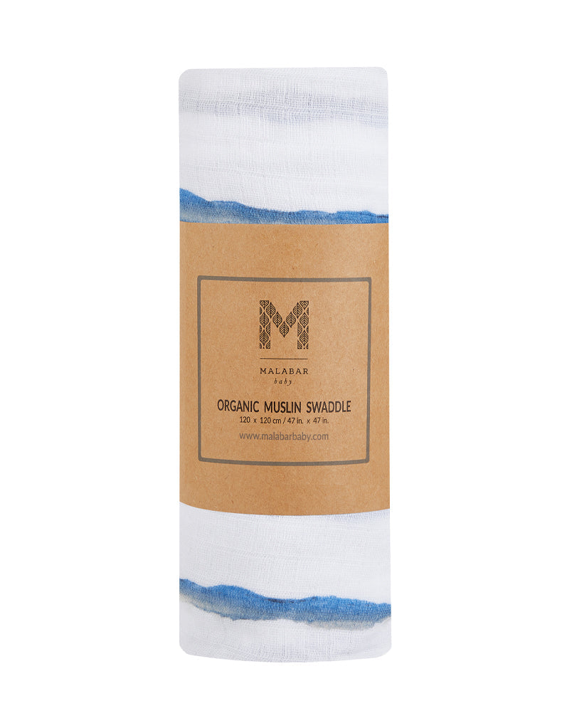 Organic Swaddle - Ocean-2