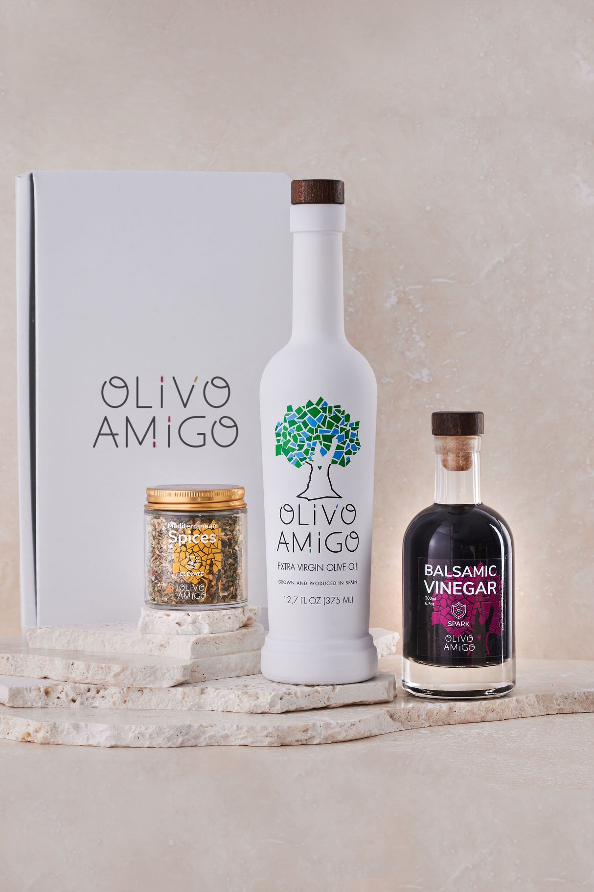 Olive Oil, Balsamic Vinegar, Mediterranean Spice Blend | Vitality Celebration Gift Set