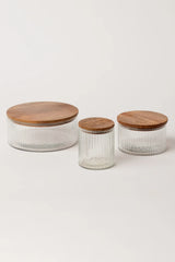 Fluted Glass Storage Jars - set of 3