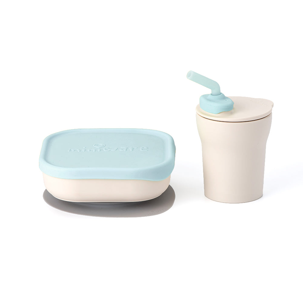 Sip & Snack: All Stages Cup and Bowl Set - Vanilla + Aqua