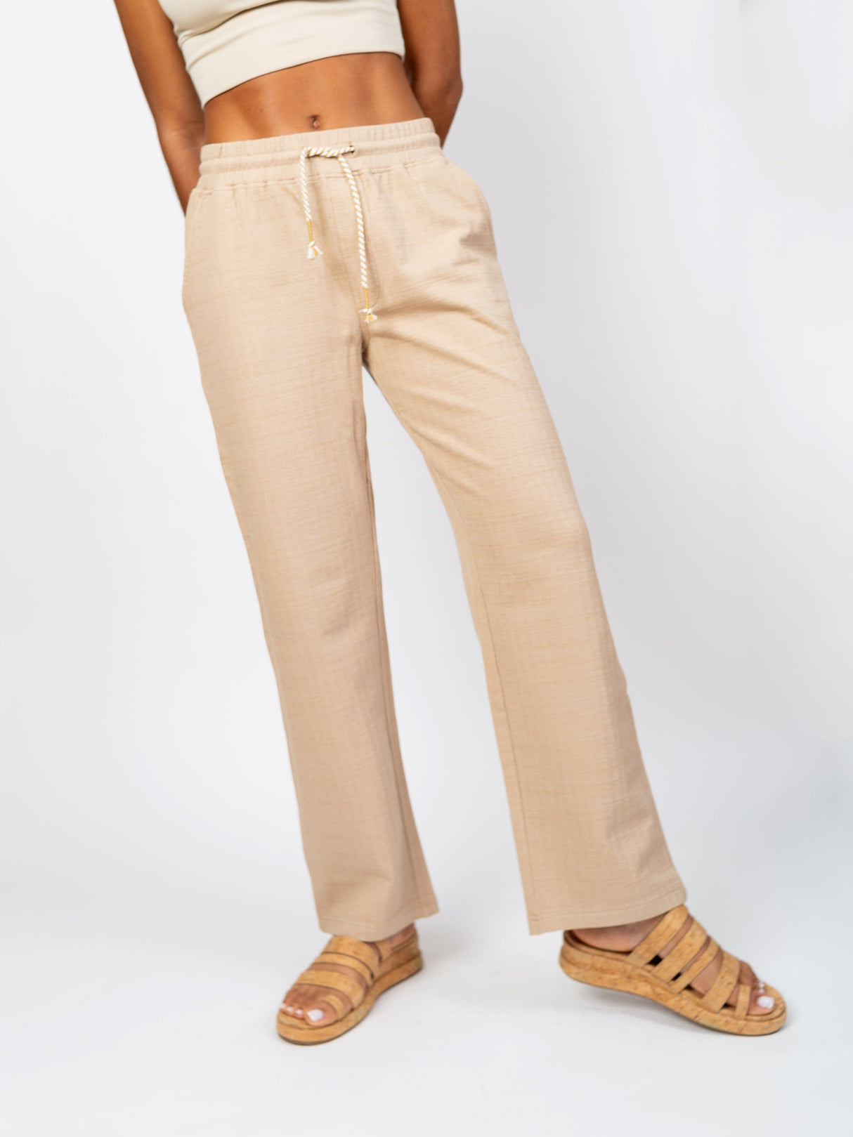 Wide Leg Stretch Pants | Beech Wood