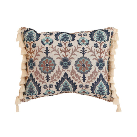 Throw Pillow "Blue Iris in Istanbul" with Fringe - Sumiye Co