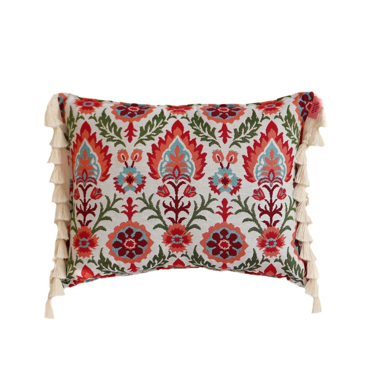 Throw Pillow "Scarlet Iris in Cancaya" with Fringe - Sumiye Co