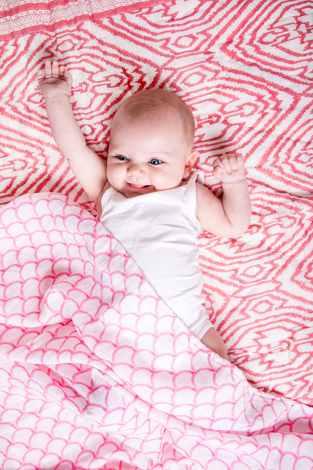 Organic Swaddle - Pink Rainbow-3