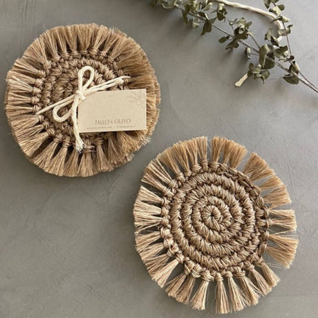 TALLO de OLIVO Fique Fringes Coaster - Set Of 4 | Colombia - Sumiye Co