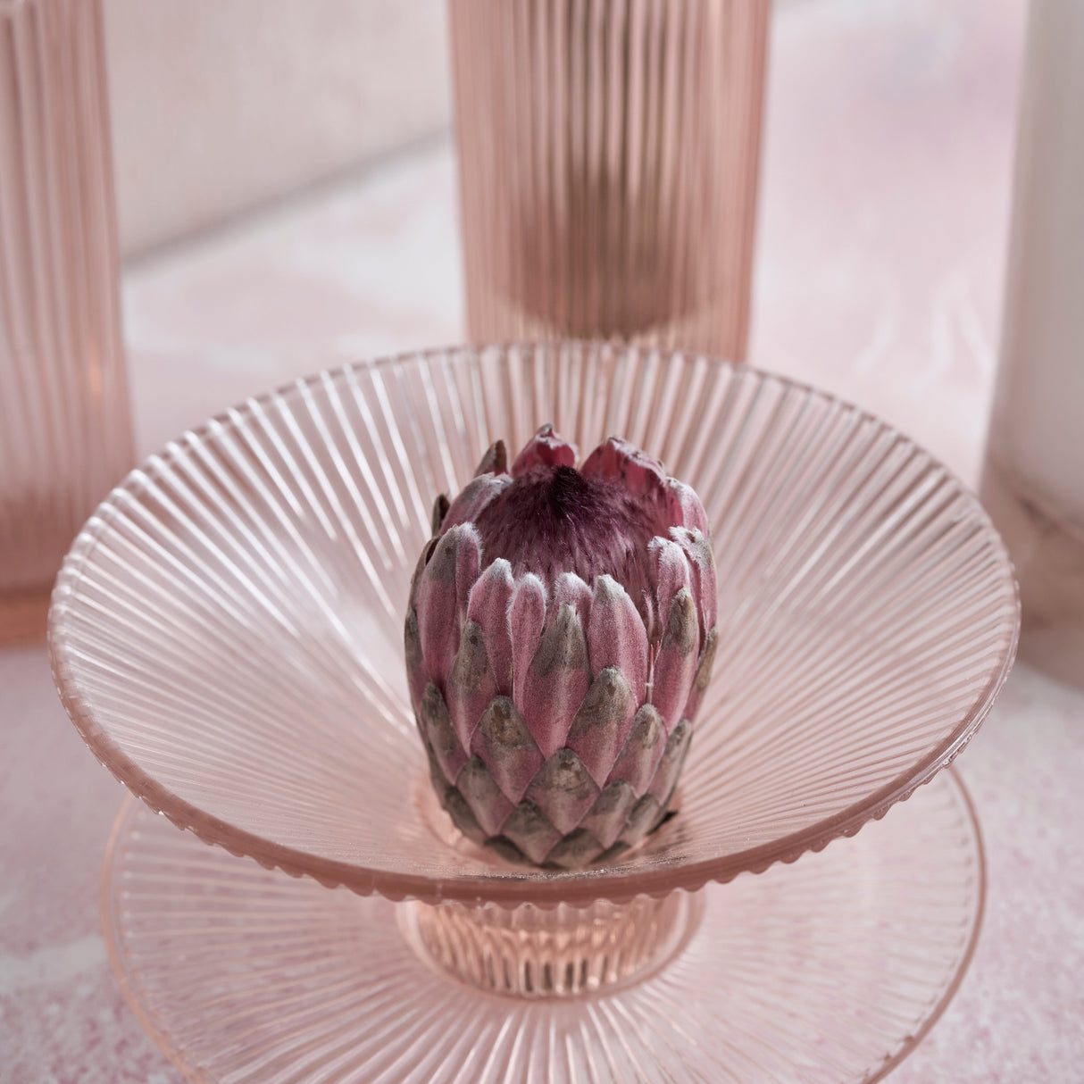 Pink Glass Low Bowl